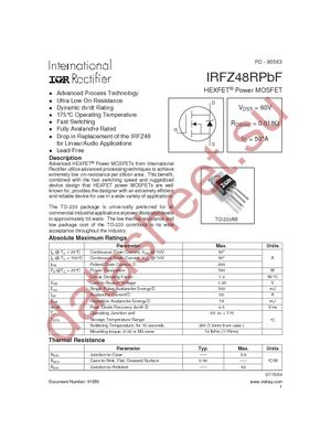 IRFZ48RPBF datasheet  